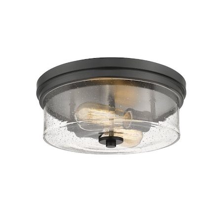 Z-LITE Bohin 2 Light Flush Mount, Matte Black And Clear Seedy 464F13-MB